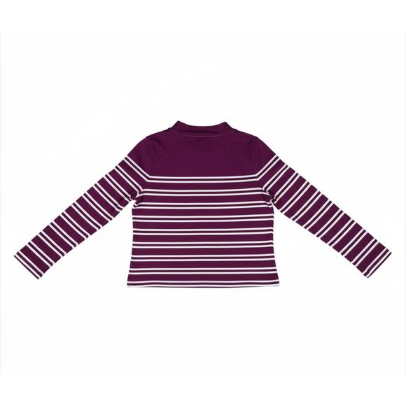 Talbots 100% Cotton Purple Striped Long Sleeve Top Size Small Shoulder Button - Picture 5 of 9